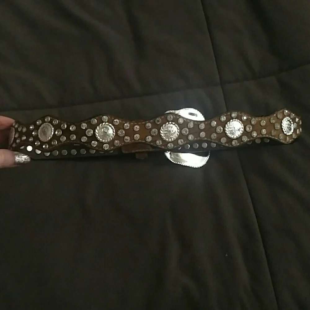 Pony hair rhinestone western belt